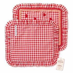 For Love & Lemons UO Gingham Ruffle Placemats Set Red Cottagecore Farmhouse NWT